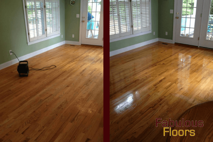 before and after wood floor resurfacing cleveland