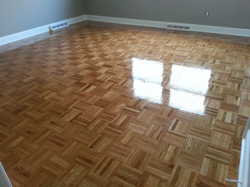 A refinished parquet floor