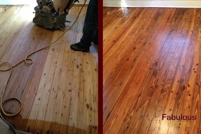 before and after hardwood floor refinishing in north royalton, oh