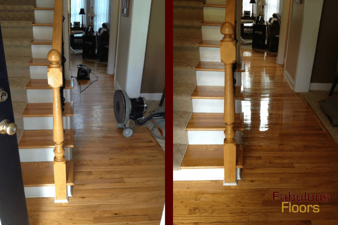 before and after hardwood floor resurfacing in seven hills, oh