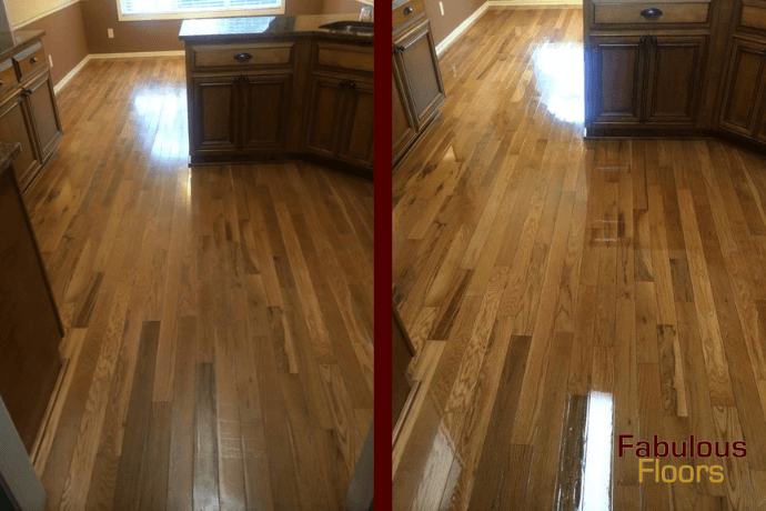 before and after hardwood refinishing service in sheffield, oh